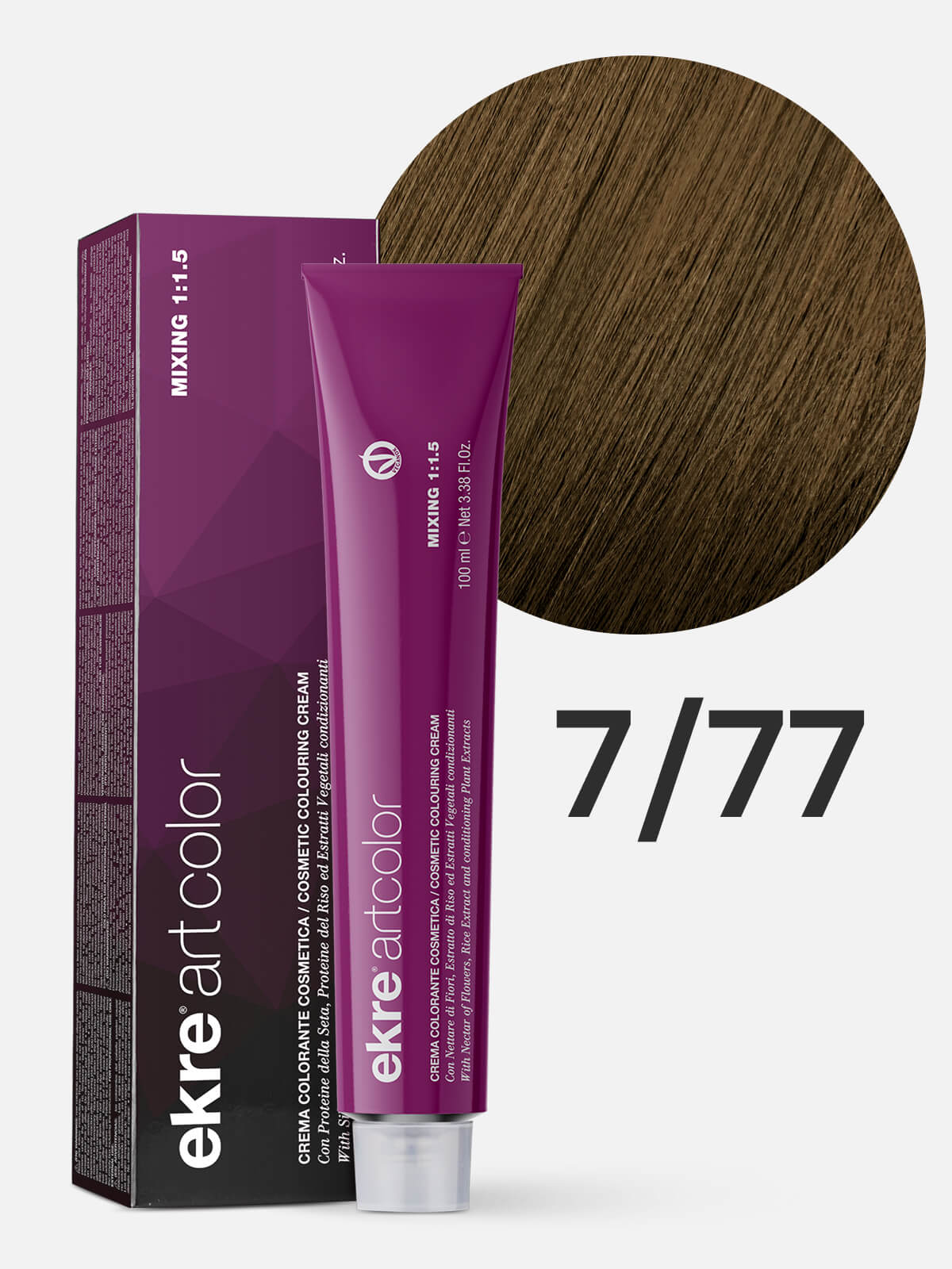 ekre artcolor cosmetic colouring cream Краска для волос 7.77 интенсивный коричневый блондин/можжевельник 100мл EKRE ARTCOLOR COSMETIC COLOURING CREAM Краска для волос 7.77 интенсивный коричневый блондин/можжевельник 100мл — изображение 1