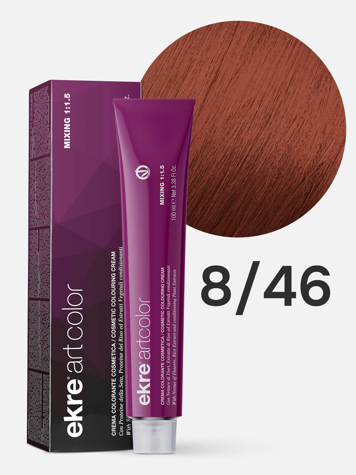 ekre artcolor cosmetic colouring cream Краска для волос 8.46 светлый медно красный блондин 100мл EKRE ARTCOLOR COSMETIC COLOURING CREAM Краска для волос 8.46 светлый медно-красный блондин 100мл — изображение 1