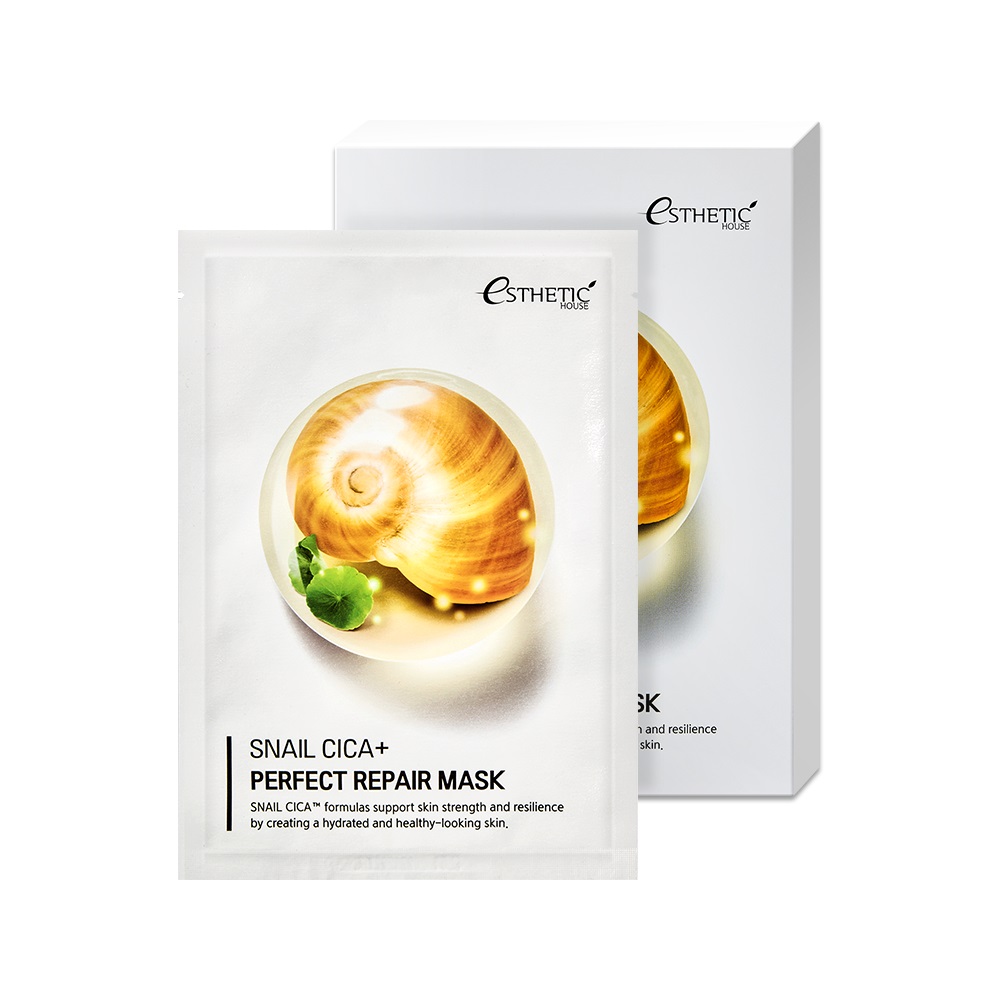esh012272, НАБОР Тканевая маска для лица МУЦИН УЛИТКИ snail cica+ perfect repair mask, 25 мл* 5шт, esthetic house esh012272, НАБОР Тканевая маска для лица МУЦИН УЛИТКИ Snail Cica+ Perfect Repair Mask, 25 мл* 5шт, ESTHETIC HOUSE — изображение 1