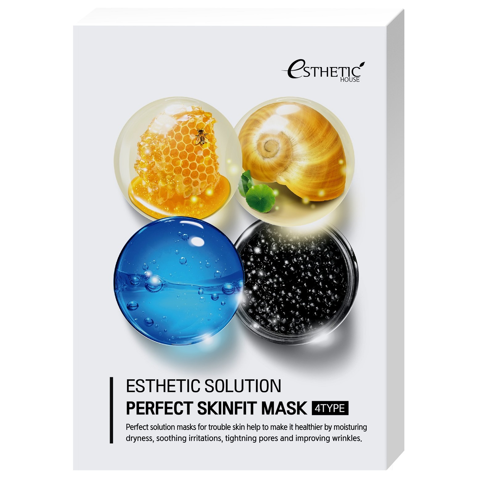esh012364, НАБОР Тканевая маска для лица 4 ВИДА esthetic solution perfect skinfit mask 4 type, 25 мл * 4 шт, esthetic house esh012364, НАБОР Тканевая маска для лица 4 ВИДА Esthetic Solution Perfect Skinfit Mask 4 Type, 25 мл * 4 шт, ESTHETIC HOUSE — изображение 1