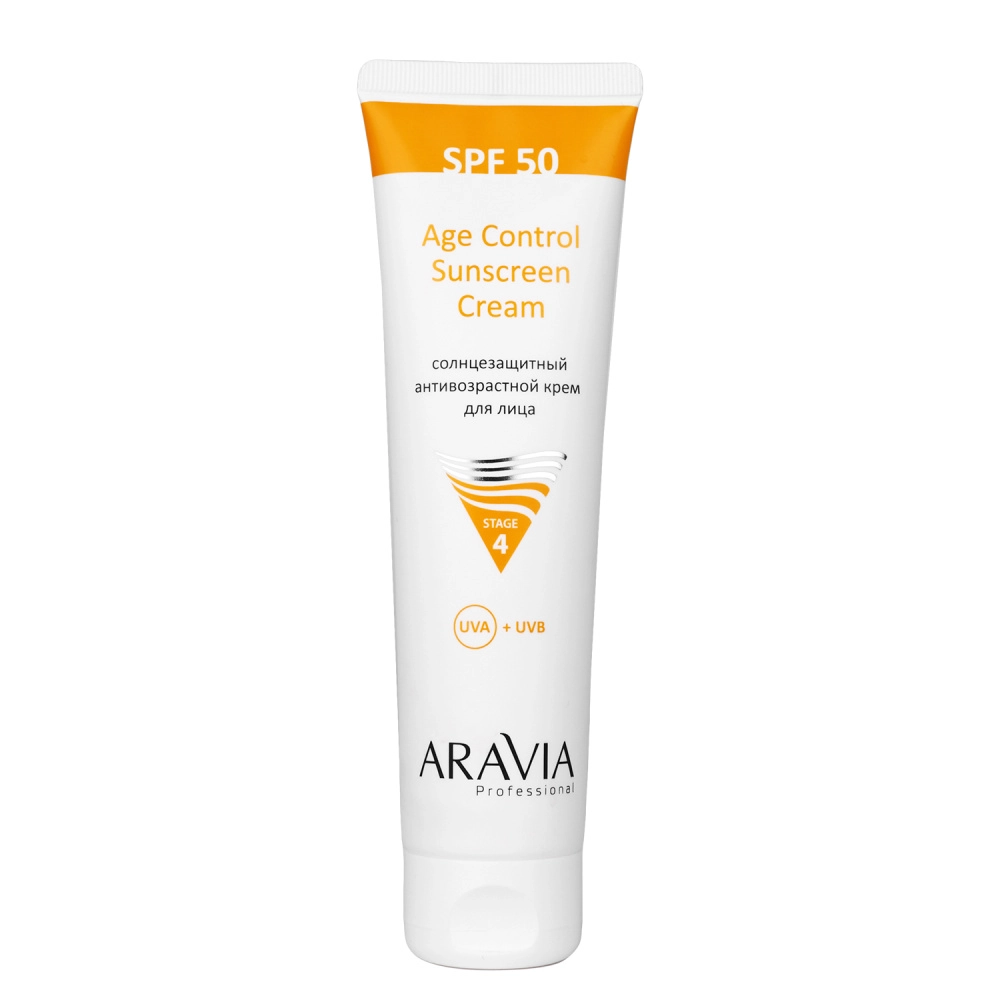 cолнцезащитный антивозрастной крем для лица age control sunscreen cream spf 50, 100 мл aravia Cолнцезащитный антивозрастной крем для лица Age Control Sunscreen Cream SPF 50, 100 мл ARAVIA — изображение 1