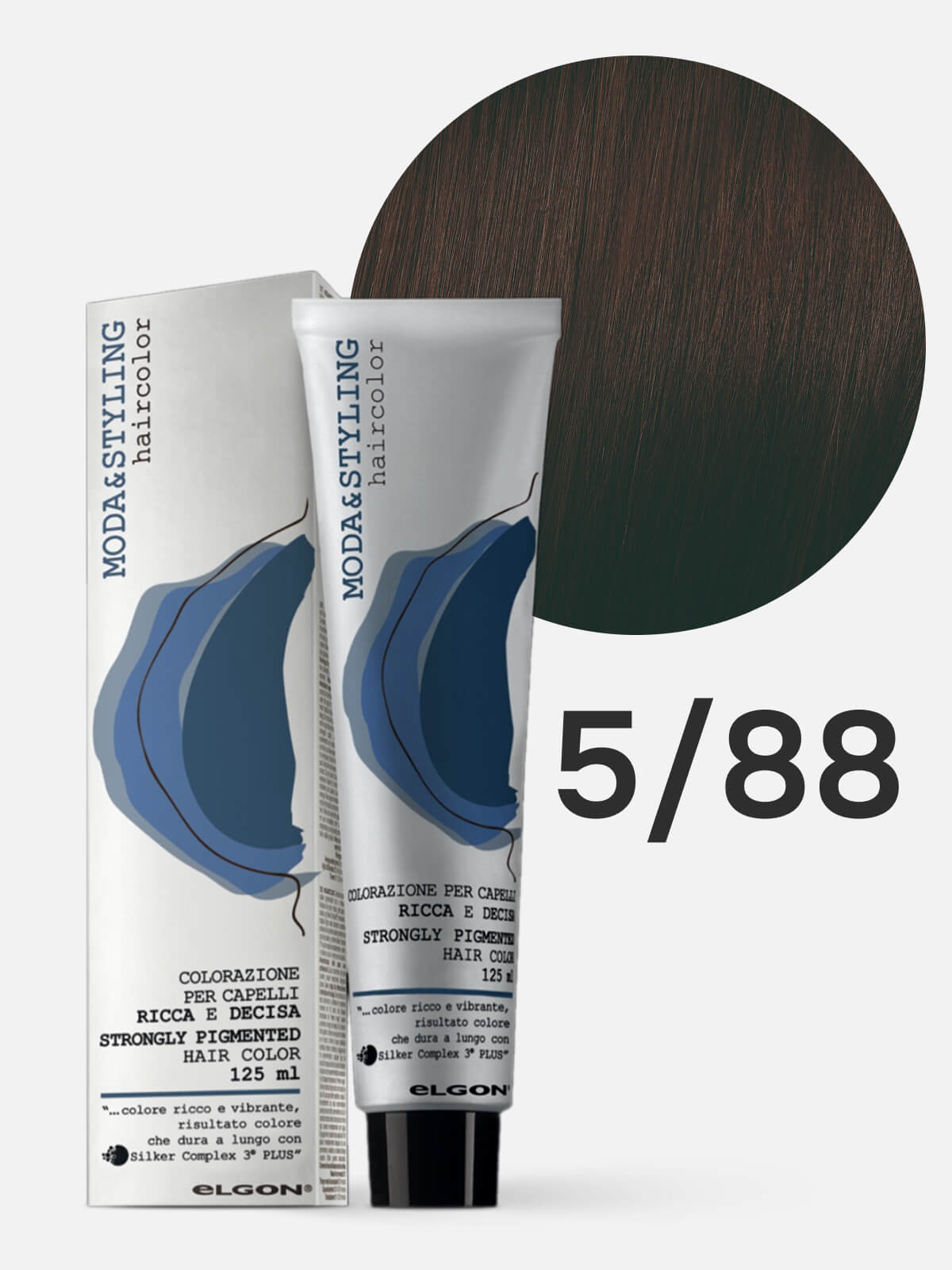 elgon modastyling Краска для волос 5/88 интенсивный светло коричневый кофейный 125мл ELGON MODASTYLING Краска для волос 5/88 интенсивный светло-коричневый кофейный 125мл — изображение 1