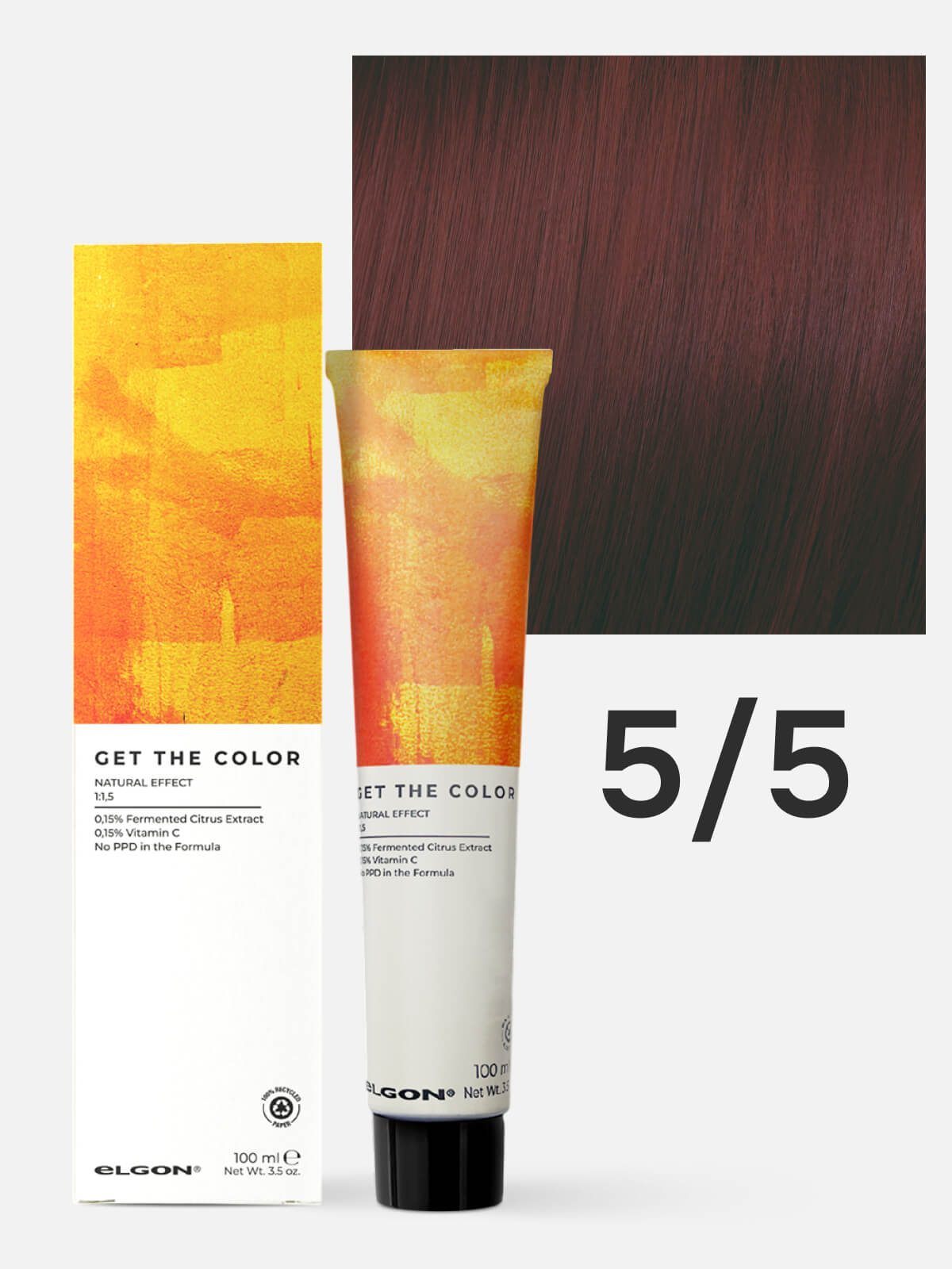 elgon get the color Крем краситель для стойкого окрашивания волос 5.5 светло каштановый красный 100мл ELGON GET THE COLOR Крем-краситель для стойкого окрашивания волос 5.5 светло-каштановый красный 100мл — изображение 1