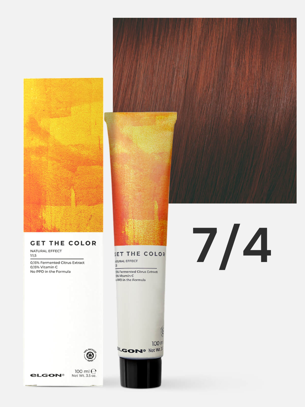 elgon get the color Крем краситель для стойкого окрашивания волос 7.4 блонд медный 100мл ELGON GET THE COLOR Крем-краситель для стойкого окрашивания волос 7.4 блонд медный 100мл — изображение 1