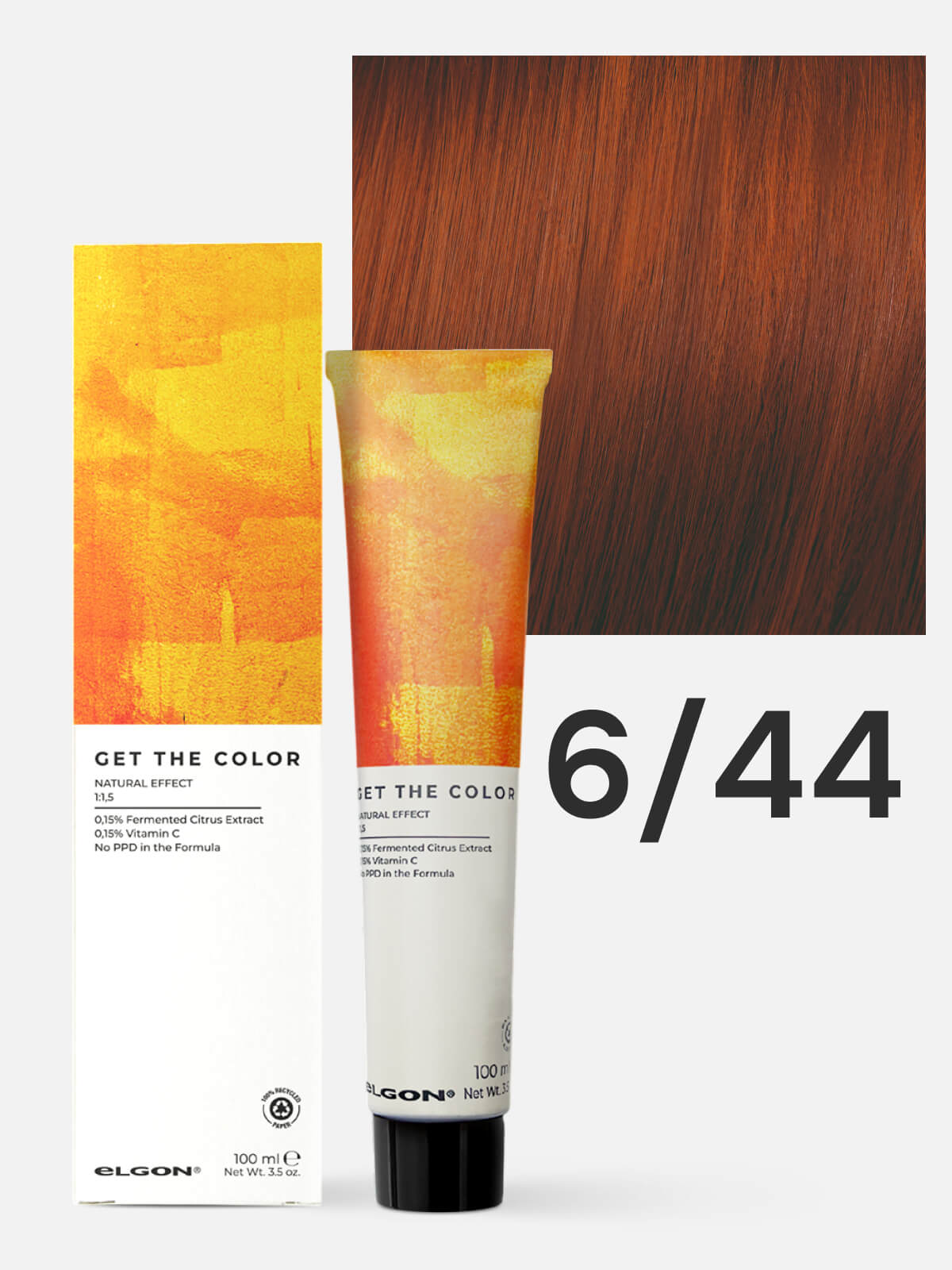 elgon get the color Крем краситель для стойкого окрашивания волос 6.44 темный блонд медный интенсивный 100мл ELGON GET THE COLOR Крем-краситель для стойкого окрашивания волос 6.44 темный блонд медный интенсивный 100мл — изображение 1