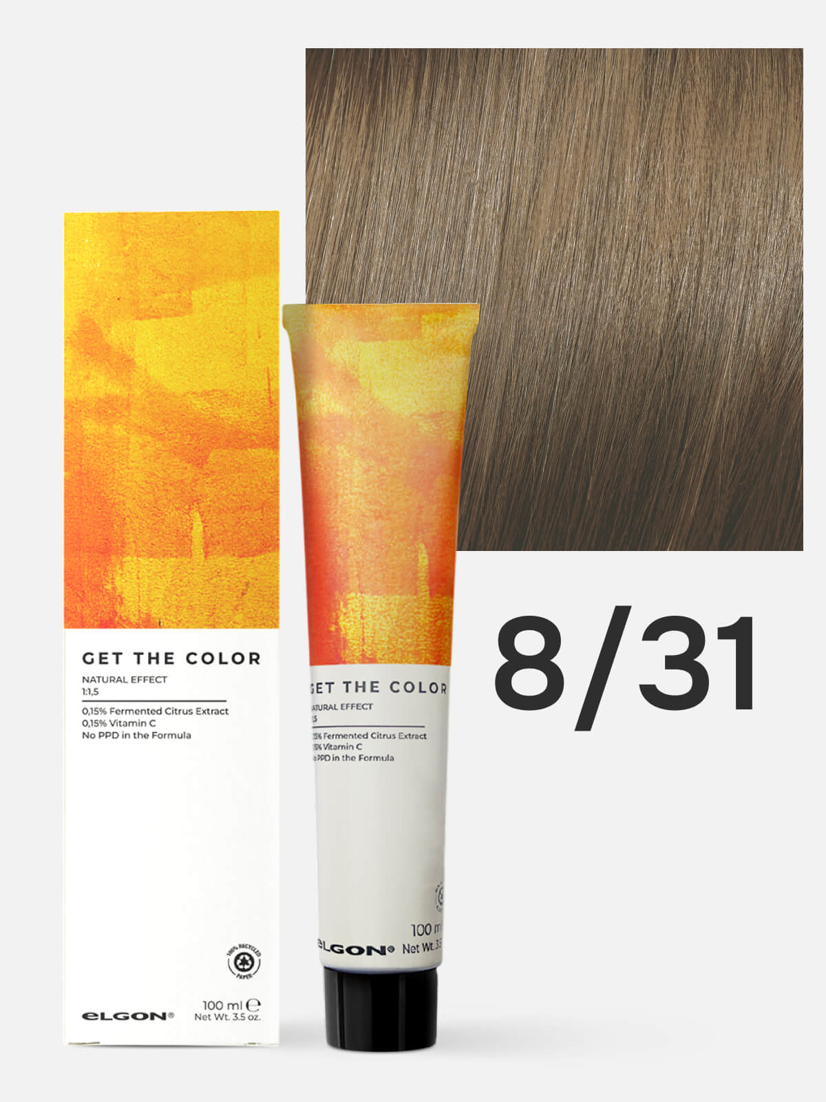 elgon get the color Крем краситель для стойкого окрашивания волос 8.31 светлый блонд золотисто пепельный 100мл ELGON GET THE COLOR Крем-краситель для стойкого окрашивания волос 8.31 светлый блонд золотисто-пепельный 100мл — изображение 1