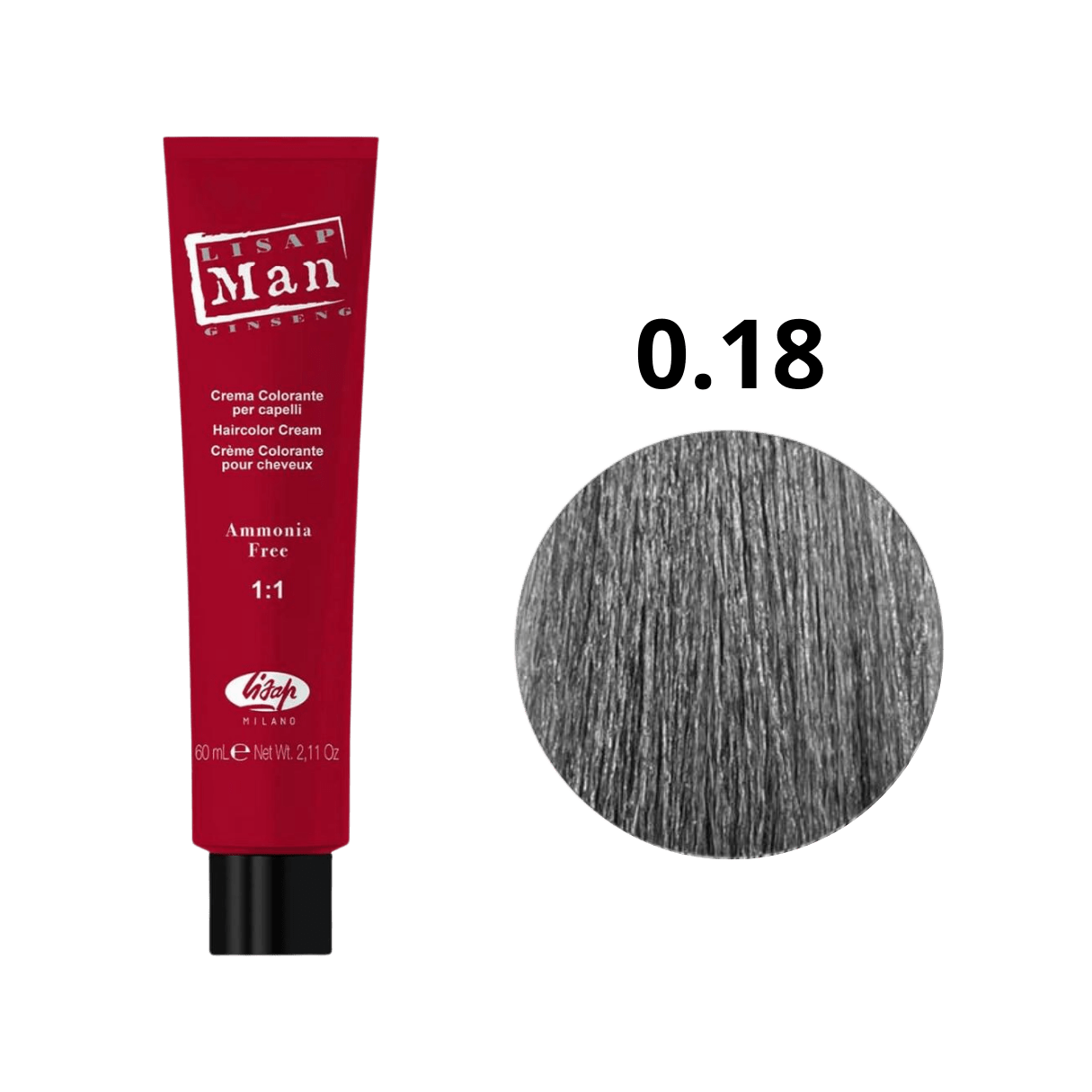lisap color man 0/18 Краска для волос без аммиака светло серебристый 60 мл LISAP Color Man 0/18 Краска для волос без аммиака светло-серебристый 60 мл — изображение 1