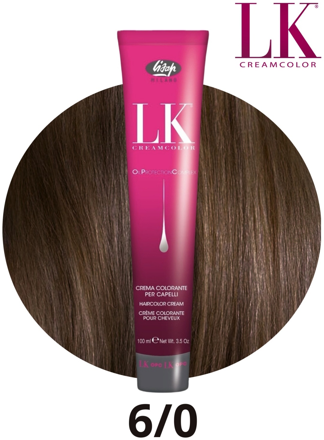lisap lk creamcolor oil protection complex 6/0 Перманентный краситель для волос темный блондин 100 мл LISAP LK Creamcolor Oil Protection Complex 6/0 Перманентный краситель для волос темный блондин 100 мл — изображение 1