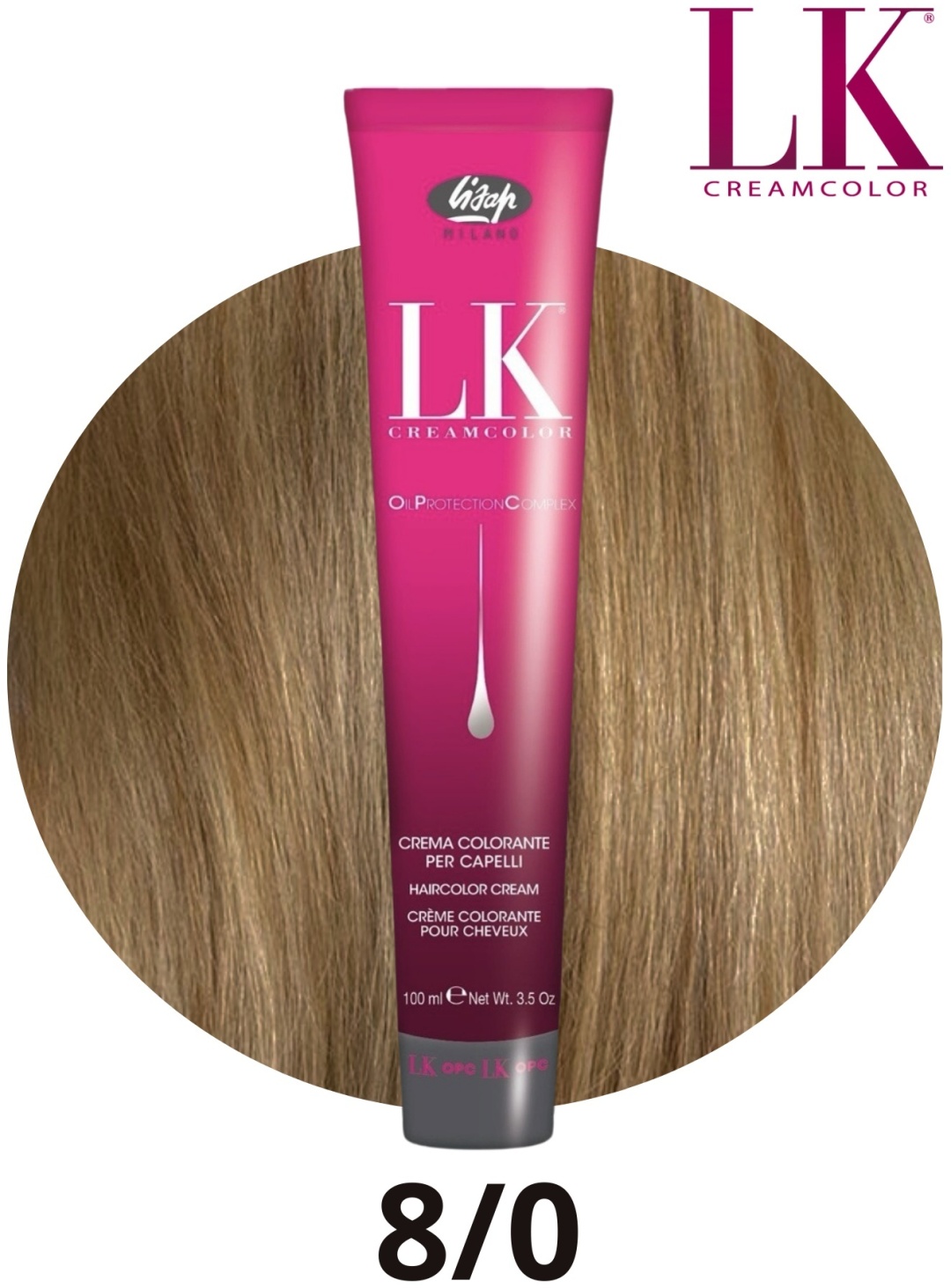 lisap lk creamcolor oil protection complex 8/0 Перманентный краситель для волос светлый блондин 100 мл LISAP LK Creamcolor Oil Protection Complex 8/0 Перманентный краситель для волос светлый блондин 100 мл — изображение 1