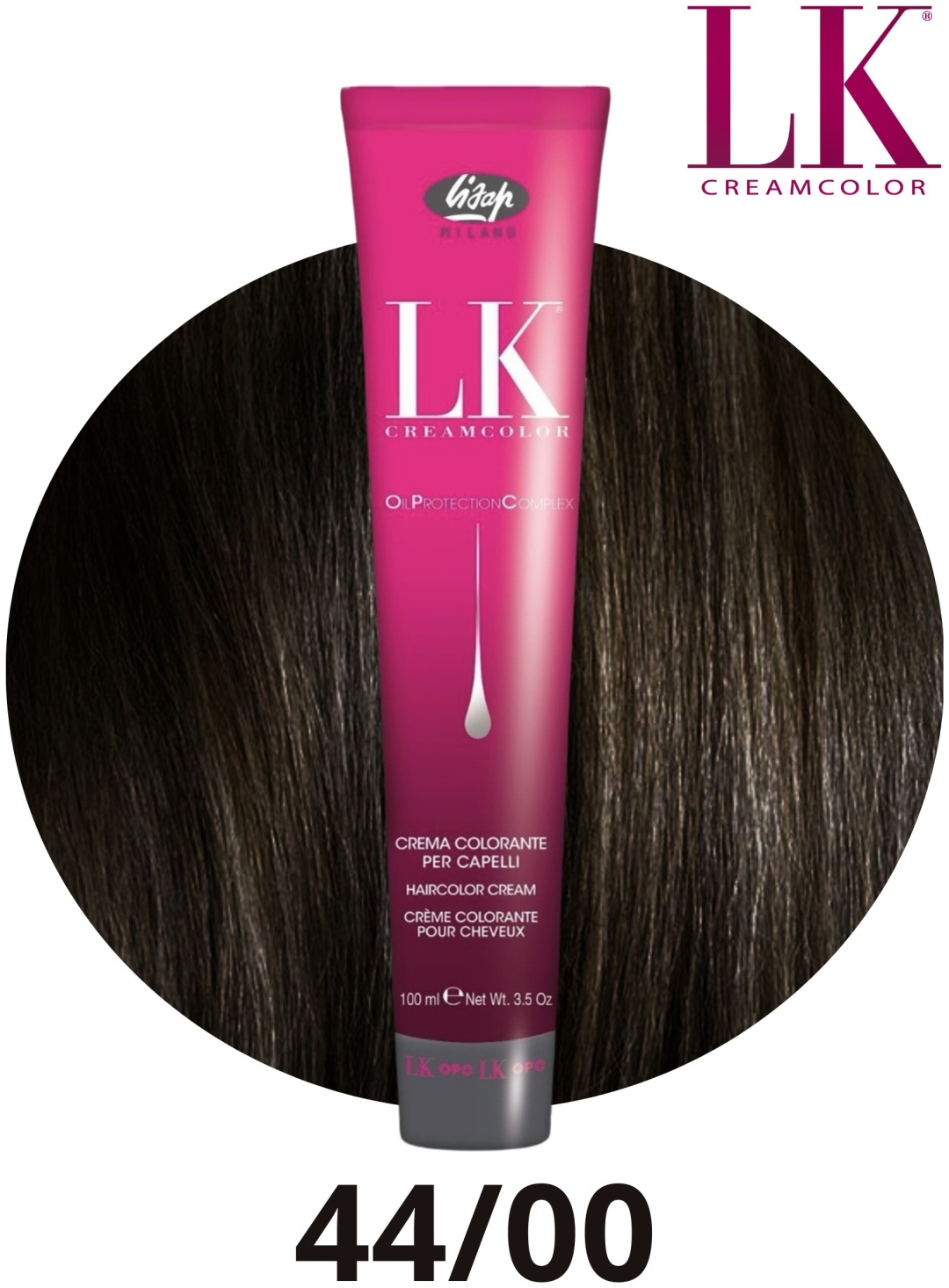 lisap lk creamcolor oil protection complex 44/00 Перманентный краситель для волос каштановый глубокий 100 мл LISAP LK Creamcolor Oil Protection Complex 44/00 Перманентный краситель для волос каштановый глубокий 100 мл — изображение 1