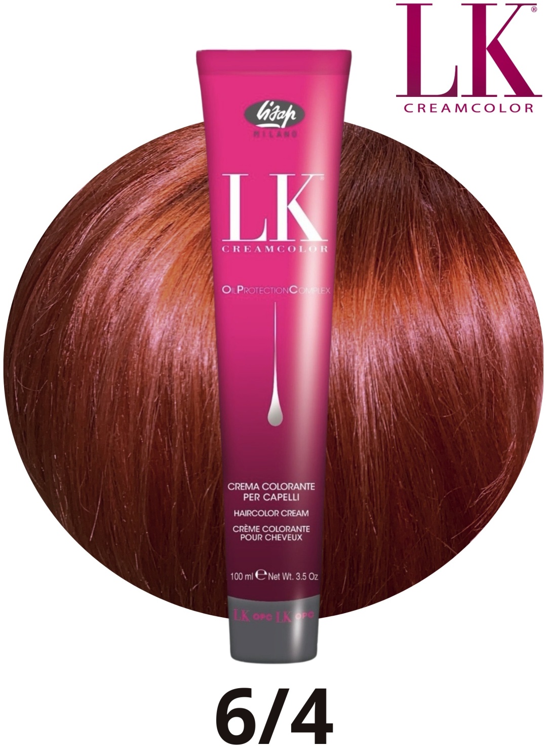 lisap lk creamcolor oil protection complex 6/4 Перманентный краситель для волос темный блондин махагоновый 100 мл LISAP LK Creamcolor Oil Protection Complex 6/4 Перманентный краситель для волос темный блондин махагоновый 100 мл — изображение 1