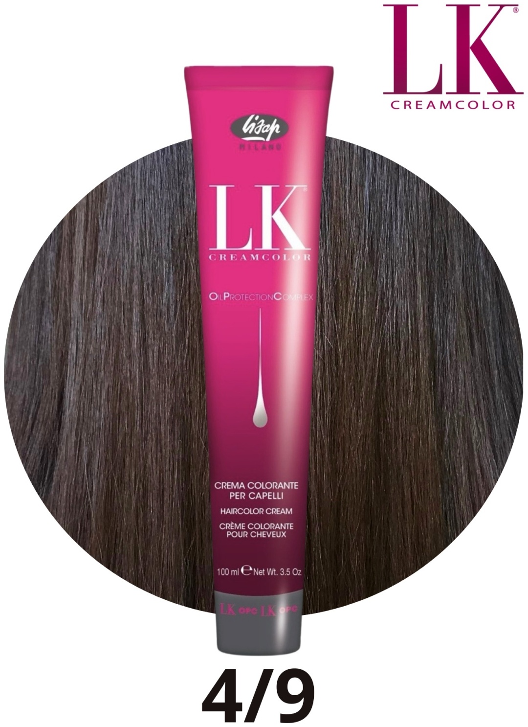 lisap lk creamcolor oil protection complex 4/9 Перманентный краситель для волос каштановый коричневый холодный 100 мл LISAP LK Creamcolor Oil Protection Complex 4/9 Перманентный краситель для волос каштановый коричневый холодный 100 мл — изображение 1