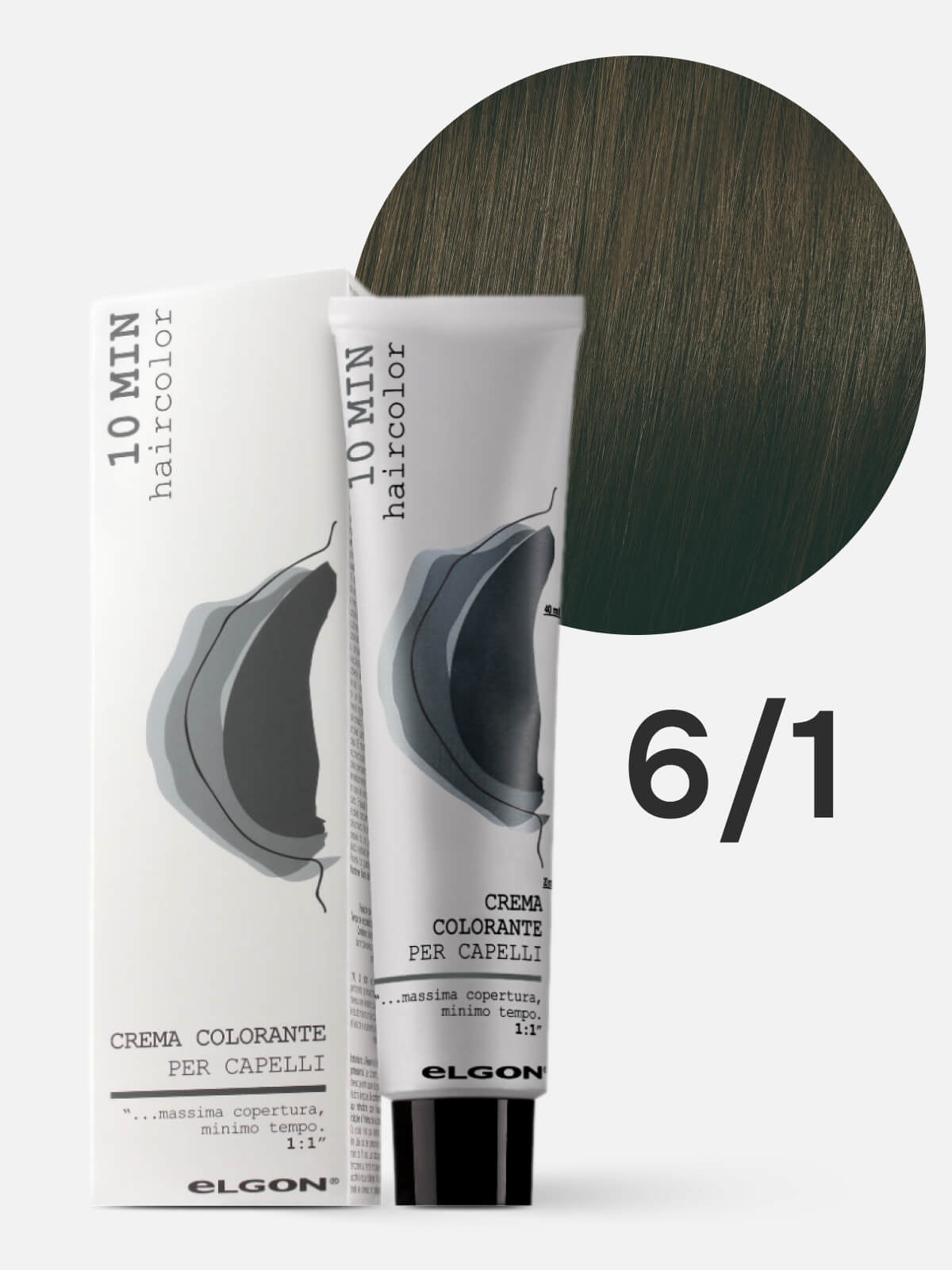 elgon 10 min Крем краска для волос 6/1 темно пепельный блонд 60мл ELGON 10 MIN Крем-краска для волос 6/1 темно-пепельный блонд 60мл — изображение 1
