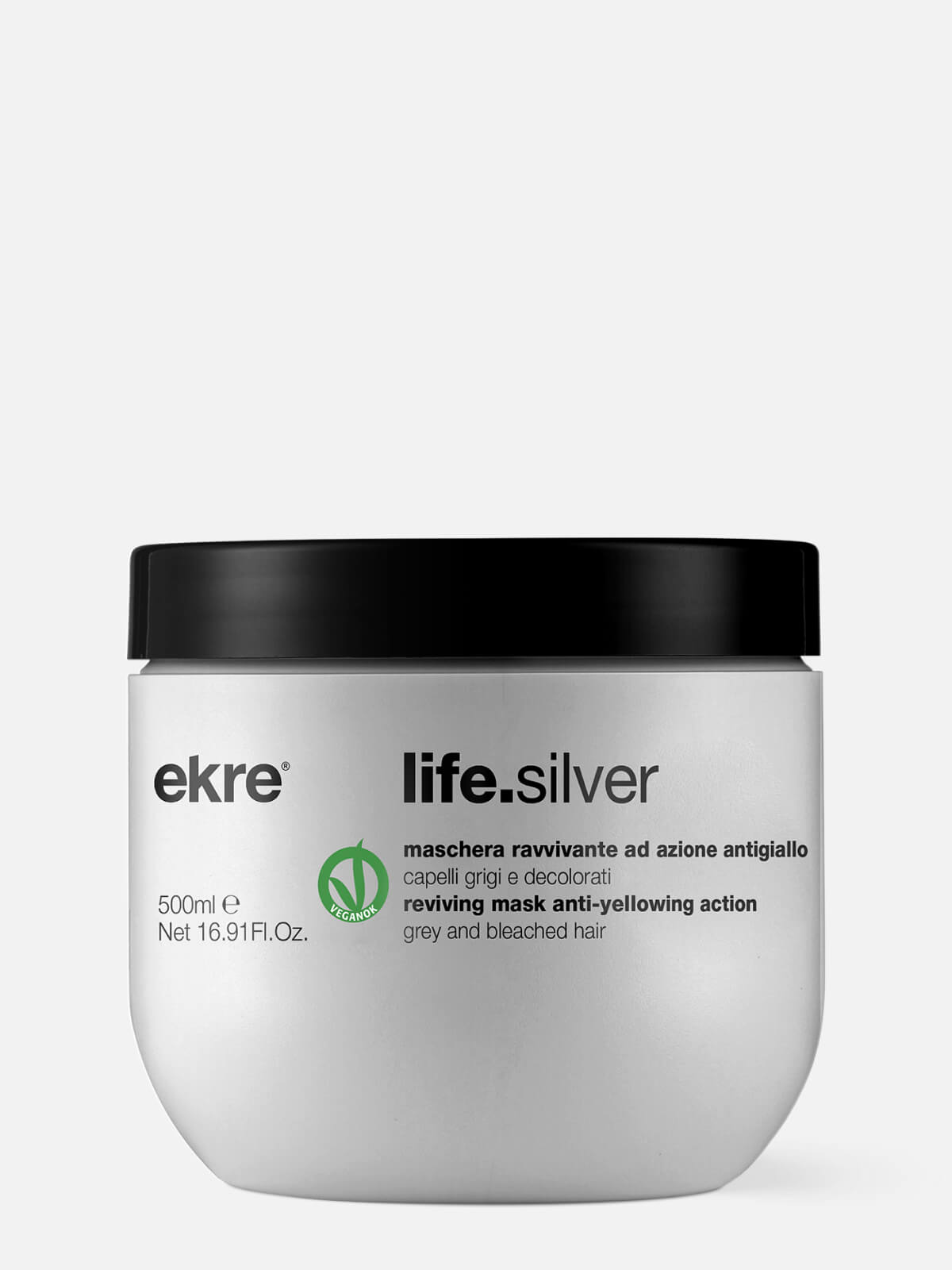 ekre life.silver Маска для волос "анти желтая" reviving mask anti yellowing action 500мл EKRE LIFE.SILVER Маска для волос "анти-желтая" Reviving Mask Anti-Yellowing Action 500мл — изображение 1
