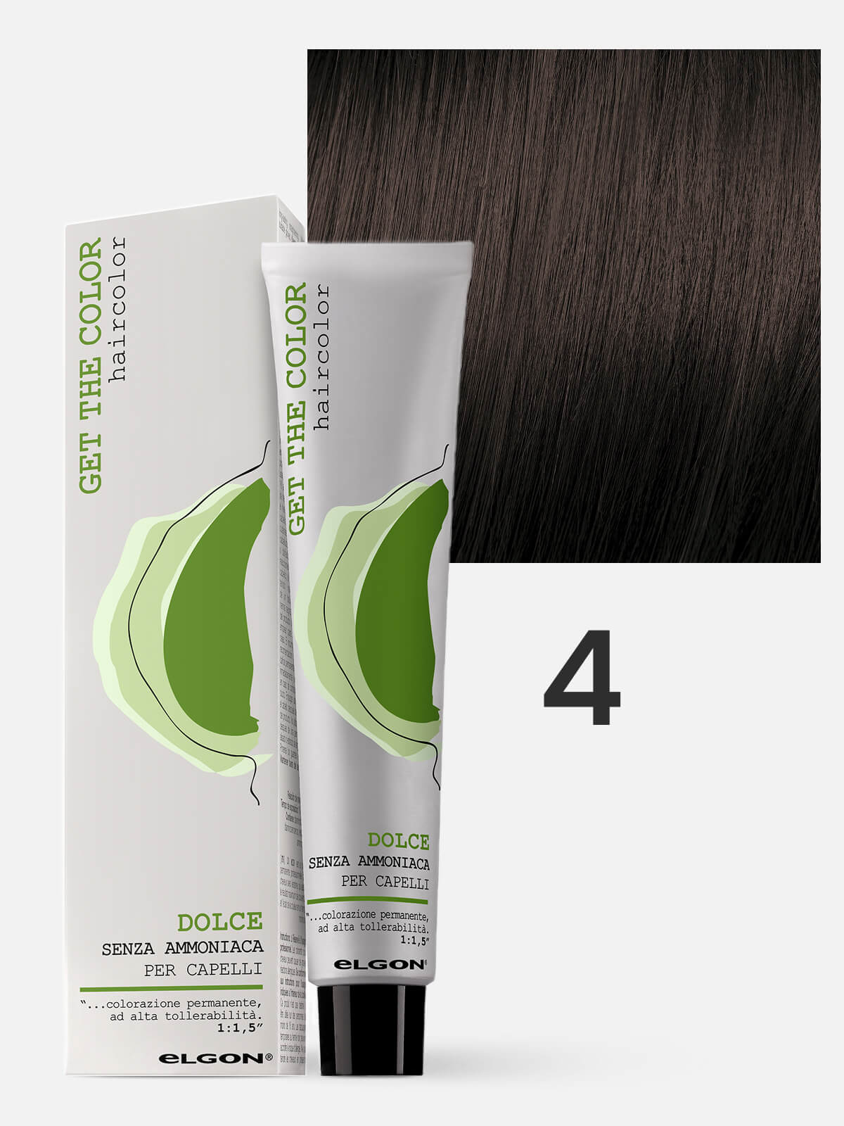elgon get the color dolce Краска для волос без аммиака 4 каштановый 100мл ELGON GET THE COLOR DOLCE Краска для волос без аммиака 4 каштановый 100мл — изображение 1