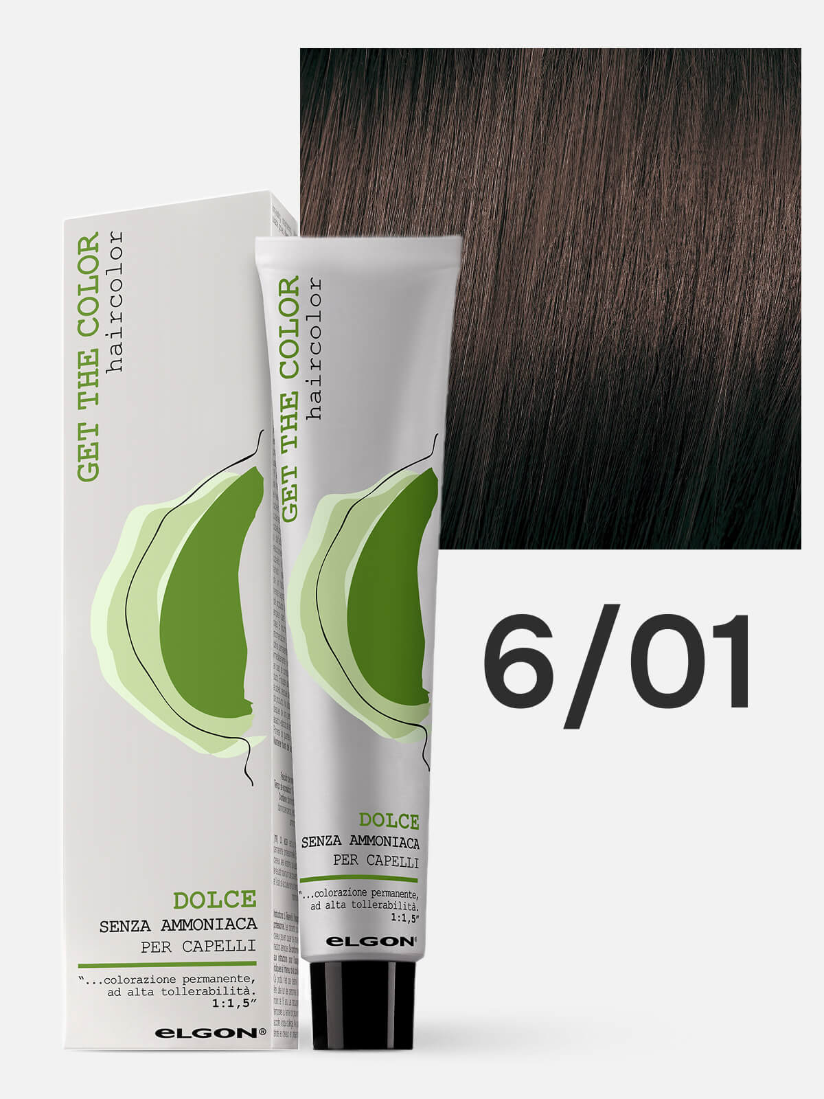 elgon get the color dolce Краска для волос без аммиака 6.01 пепельный натуральный темно русый 100мл ELGON GET THE COLOR DOLCE Краска для волос без аммиака 6.01 пепельный натуральный темно-русый 100мл — изображение 1