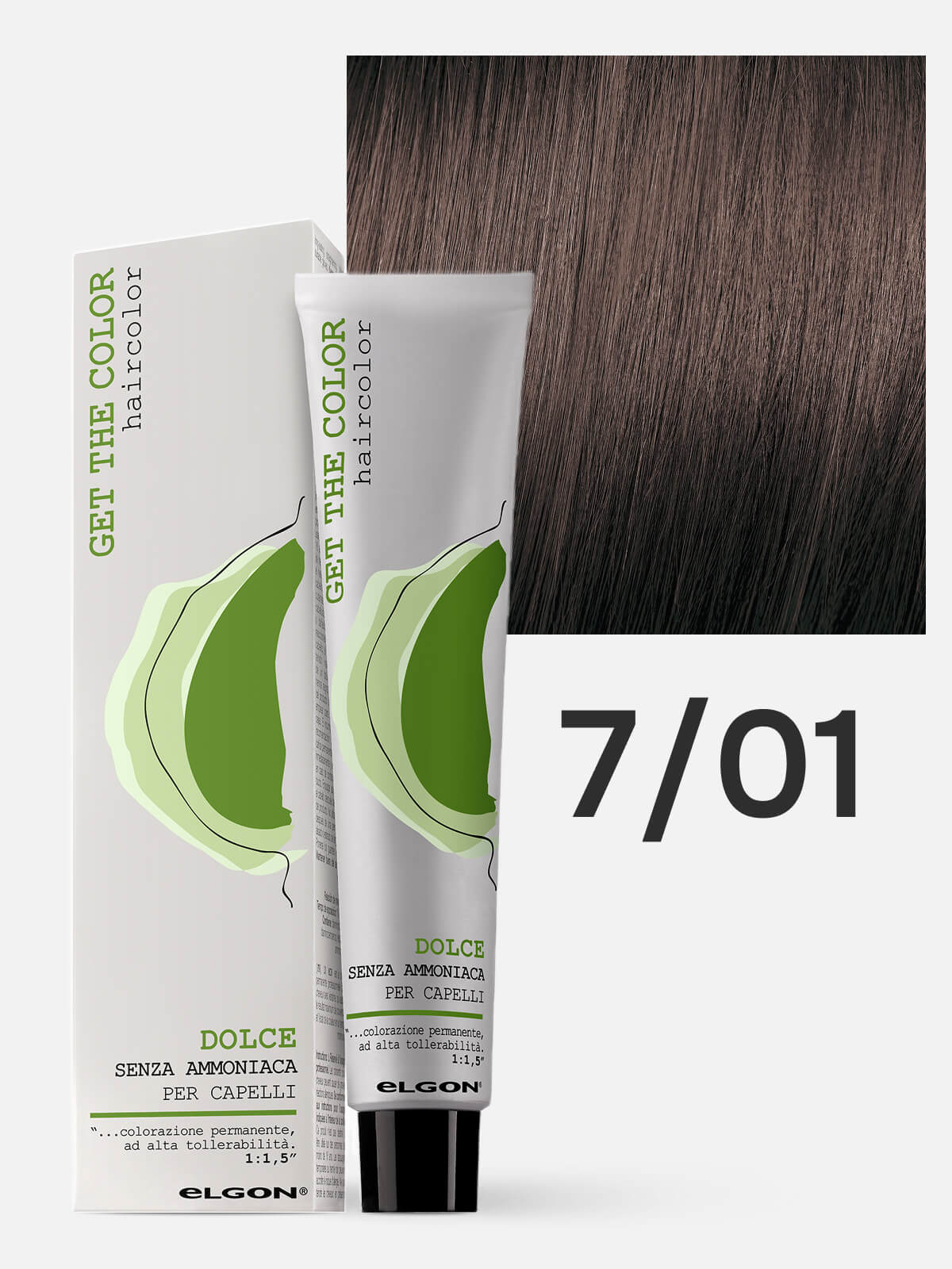 elgon get the color dolce Краска для волос без аммиака 7.01 матовый пепельный натуральный русый 100мл ELGON GET THE COLOR DOLCE Краска для волос без аммиака 7.01 матовый пепельный натуральный русый 100мл — изображение 1