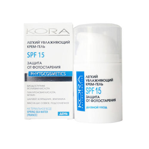 Легкий увлажняющий крем гель spf15 50 мл kora 44850 Легкий увлажняющий крем-гель SPF15 50 мл KORA 44850 — изображение 1