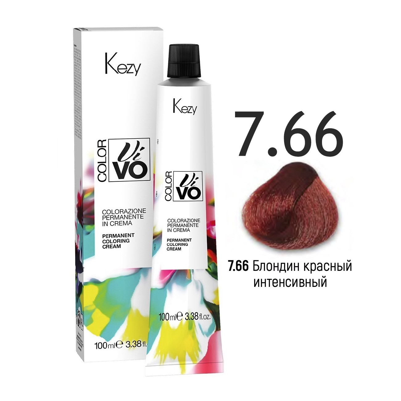 color vivo Перманентная крем краска для волос 7.66 Блондин красный интенсивный 100 мл kezy Color Vivo Перманентная крем-краска для волос 7.66 Блондин красный интенсивный 100 мл KEZY — изображение 1
