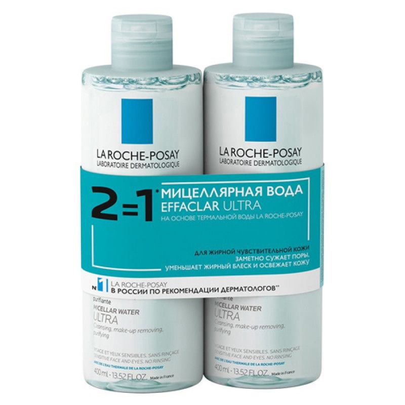 la roche posay effaclar Мицеллярная вода ultra, 400 мл*2 LA ROCHE-POSAY EFFACLAR Мицеллярная вода ULTRA, 400 мл*2 — изображение 1