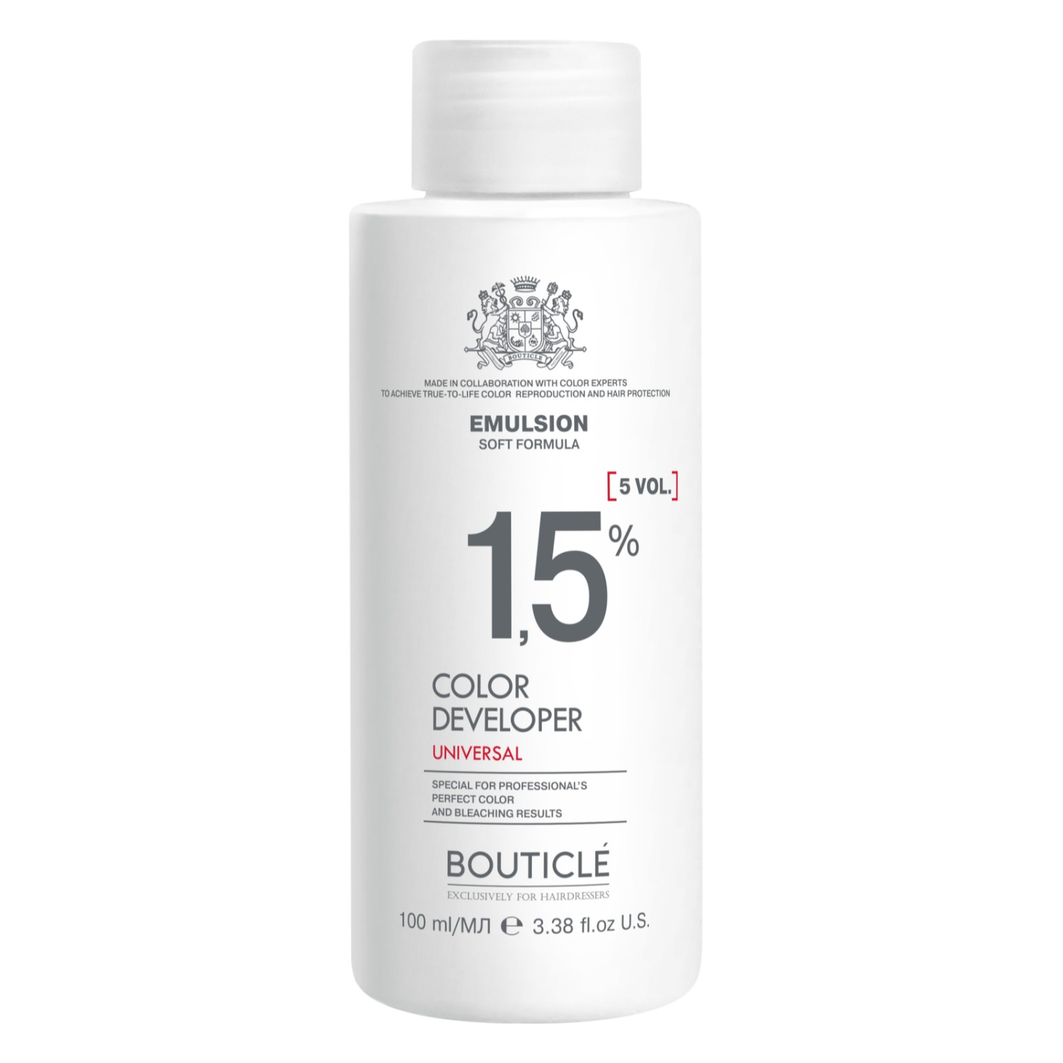 bouticle color developer emulsion 1,5% 5 vol Окисляющая эмульсия 100 мл BOUTICLE Color Developer Emulsion 1,5% 5 vol Окисляющая эмульсия 100 мл — изображение 1