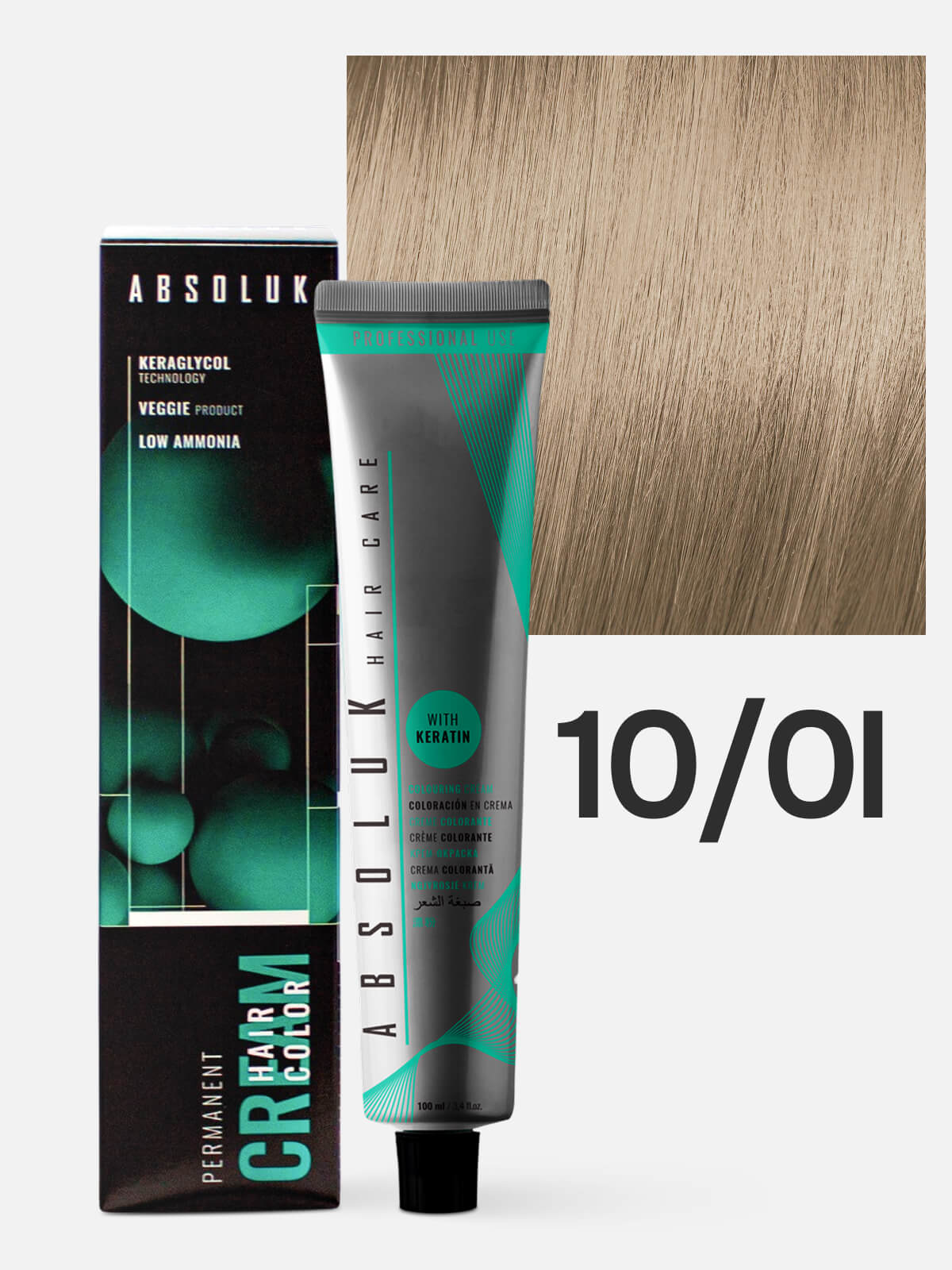 absoluk Краска стойкая для волос permanent hair color cream 10w экстра светлый блондин натуральный теплый 100мл ABSOLUK Краска стойкая для волос PERMANENT HAIR COLOR CREAM 10.0 ICE экстра светлый блондин натуральный холодный 100мл — изображение 1