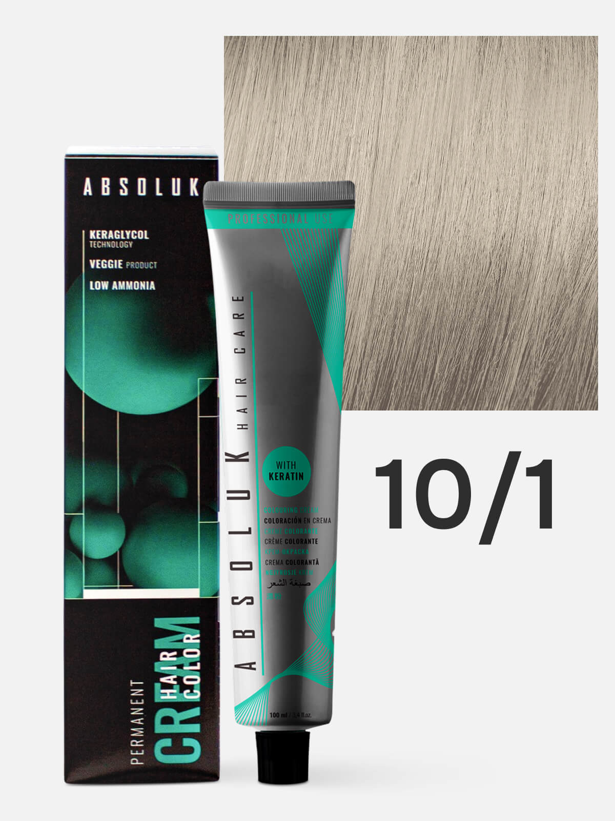 absoluk Краска стойкая для волос permanent hair color cream 10w экстра светлый блондин натуральный теплый 100мл ABSOLUK Краска стойкая для волос PERMANENT HAIR COLOR CREAM 10.1 экстра светлый блондин пепельный 100мл — изображение 1