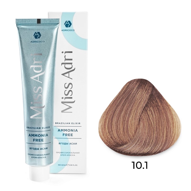 Крем краска для волос adricoco miss adri brazilian elixir ammonia free оттенок 10.1 платиновый блонд пепельный 100 мл Крем-краска для волос ADRICOCO Miss Adri Brazilian Elixir Ammonia free оттенок 10.1 платиновый блонд пепельный 100 мл — изображение 1