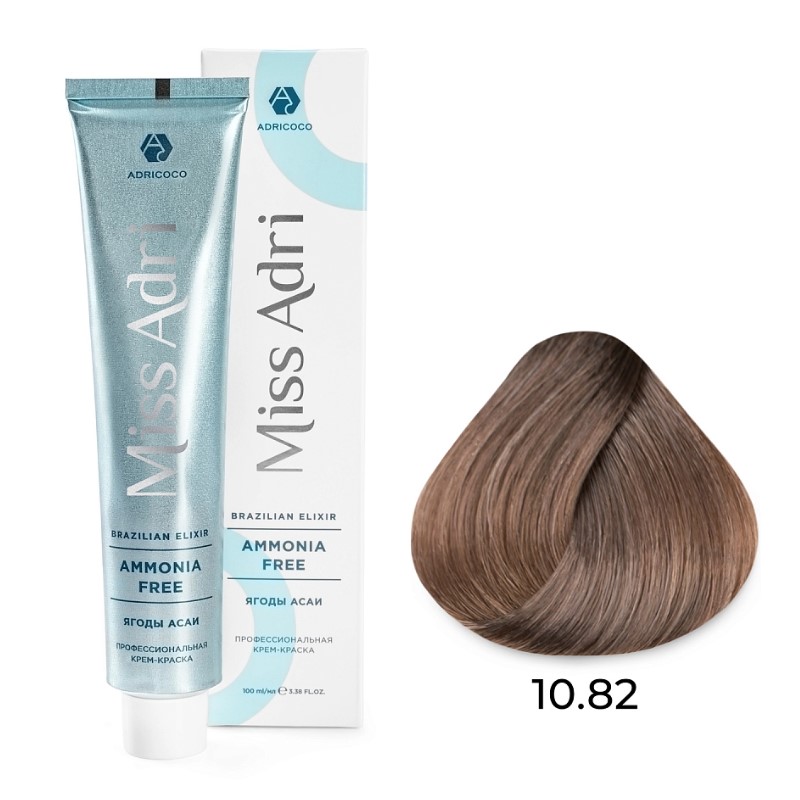 Крем краска для волос adricoco miss adri brazilian elixir ammonia free оттенок 10.82 платиновый коричневый фиолетовый блонд 100 мл Крем-краска для волос ADRICOCO Miss Adri Brazilian Elixir Ammonia free оттенок 10.82 платиновый коричневый фиолетовый блонд 100 мл — изображение 1