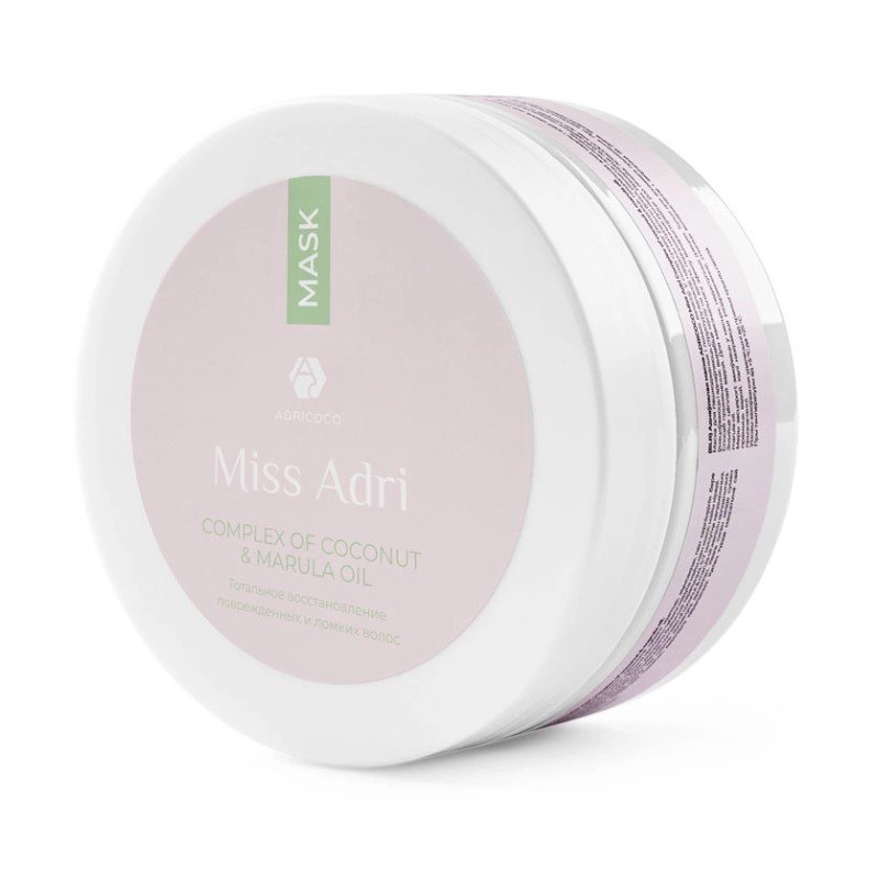 Восстанавливающая маска для волос adricoco miss adri complex of coconut & marula oil 200 мл Восстанавливающая маска для волос ADRICOCO Miss Adri Complex of coconut & marula oil 200 мл — изображение 1