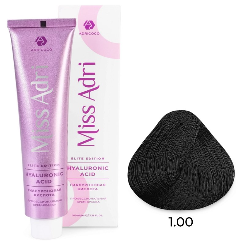 Крем краска для волос miss adri elite edition, оттенок 1.0 Черный adricoco 100 мл Крем-краска для волос Miss Adri Elite Edition, оттенок 1.0 Черный ADRICOCO 100 мл — изображение 1