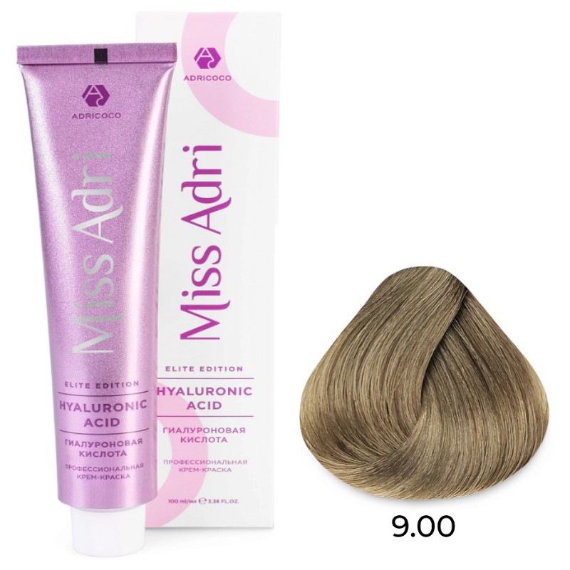 Крем краска для волос miss adri elite edition, оттенок 9.00 Очень светлый блонд интенсивный adricoco 100 мл Крем-краска для волос Miss Adri Elite Edition, оттенок 9.00 Очень светлый блонд интенсивный ADRICOCO 100 мл — изображение 1