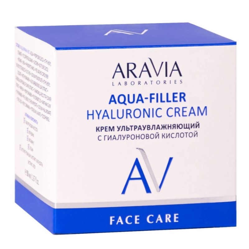 Крем ультраувлажняющий с гиалуроновой кислотой aqua filler hyaluronic cream, 50 мл aravia Крем ультраувлажняющий с гиалуроновой кислотой Aqua-Filler Hyaluronic Cream, 50 мл ARAVIA — изображение 1
