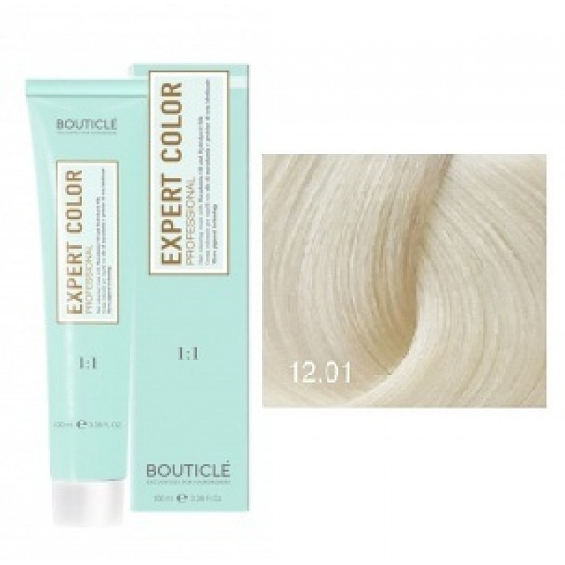 bouticle expert color 12.01 Перманентная крем краска для волос Пепельный экстра блондин 100 мл BOUTICLE Expert Color 12.01 Перманентная крем-краска для волос Пепельный экстра блондин 100 мл — изображение 1