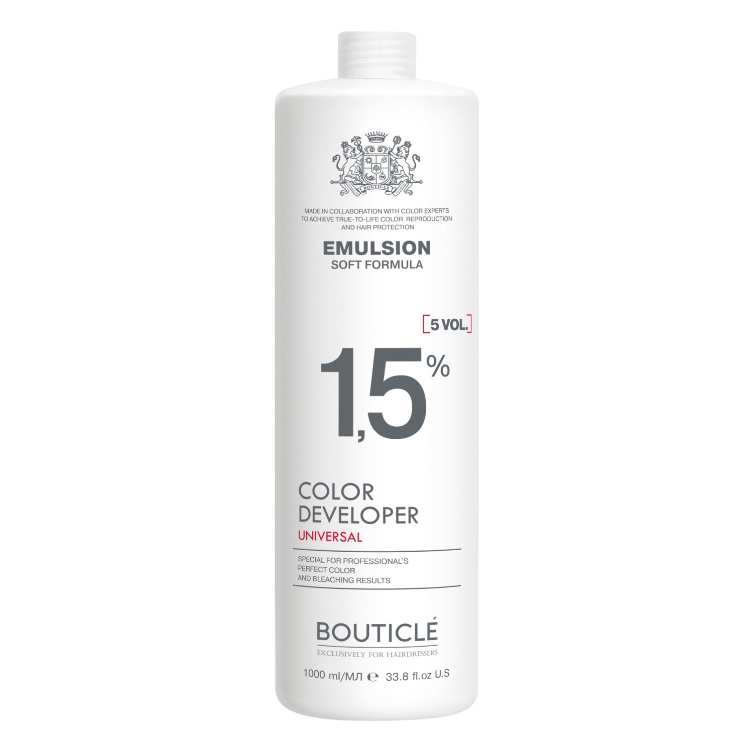 bouticle color developer emulsion 1.5% 5 vol Окисляющая эмульсия 1000 мл BOUTICLE Color Developer Emulsion 1.5% 5 vol Окисляющая эмульсия 1000 мл — изображение 1