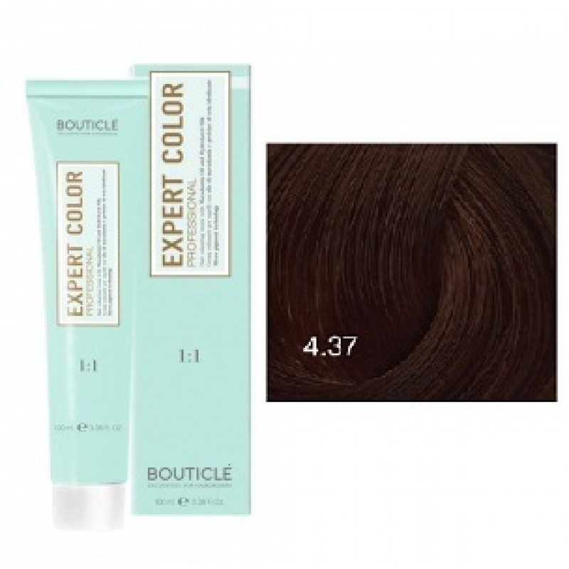 bouticle expert color 4.37 Перманентная крем краска для волос Шатен золотисто коричневый 100 мл BOUTICLE Expert Color 4.37 Перманентная крем-краска для волос Шатен золотисто коричневый 100 мл — изображение 1