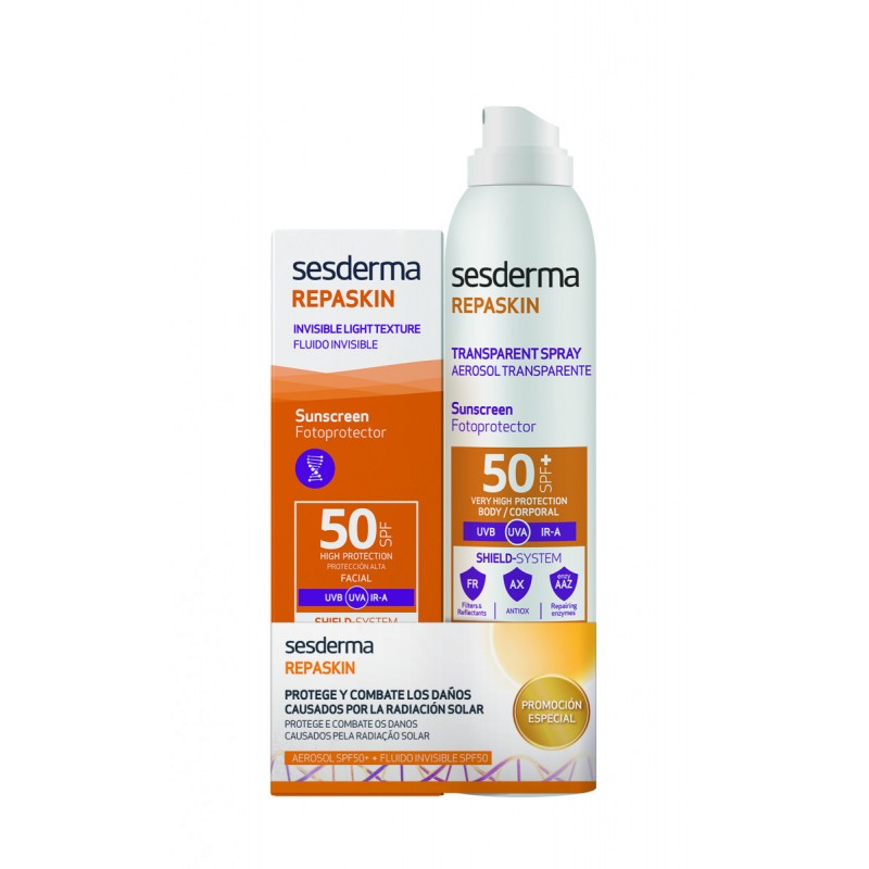 sesderma Набор: repaskin aerosol spf 50 Средство солнцезащитное СЗФ50 200 мл + repaskin invisible facial sunscreen spf50 Средство солнцезащитное сверхлегкое СЗФ50 50 мл SesDerma Набор: REPASKIN AEROSOL SPF 50 Средство солнцезащитное СЗФ50 200 мл + REPASKIN INVISIBLE Facial sunscreen SPF50 Средство солнцезащитное сверхлегкое СЗФ50 50 мл — изображение 1