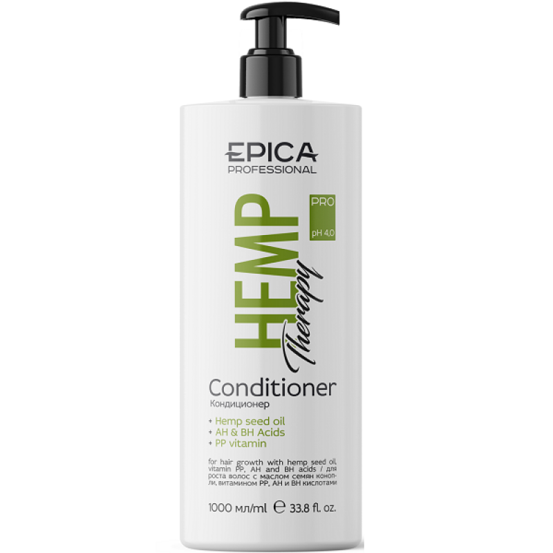 epica «hemp therapy organic», Кондиционер для роста волос с маслом семян конопли, витаминами pp, ah и bh кислотами, 1000 мл EPICA «Hemp therapy ORGANIC», Кондиционер для роста волос с маслом семян конопли, витаминами PP, AH и BH кислотами, 1000 мл — изображение 1