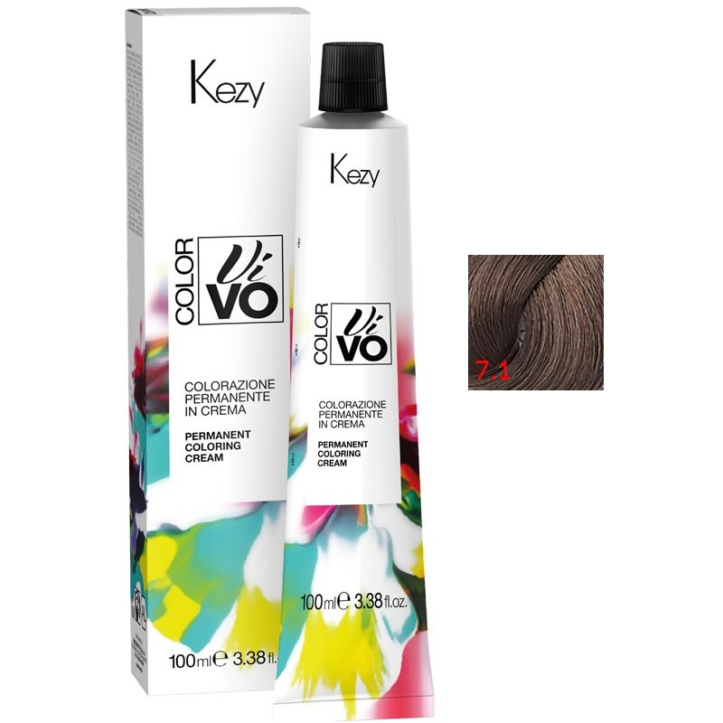 color vivo 7.1 Перманентная крем краска для волос 100 мл kezy 94071 Color Vivo 7.1 Перманентная крем-краска для волос 100 мл KEZY 94071 — изображение 1