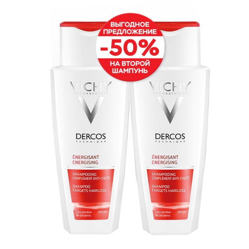 vichy dercos Шампунь тонизирующий против выпадения с аминексилом 200 мл 2 шт Vichy Dercos Шампунь тонизирующий против выпадения с аминексилом 200 мл 2 шт — изображение 1