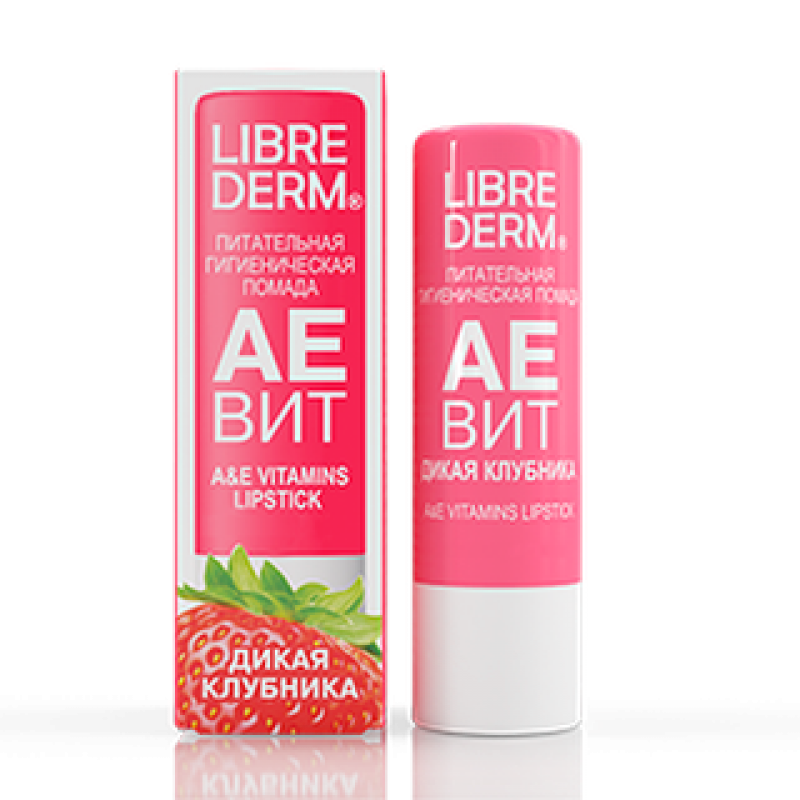 librederm vitamins aevit Помада гигиеническая питательная дикая клубника 4 гр LIBREDERM VITAMINS AEVIT Помада гигиеническая питательная дикая клубника 4 гр — изображение 1