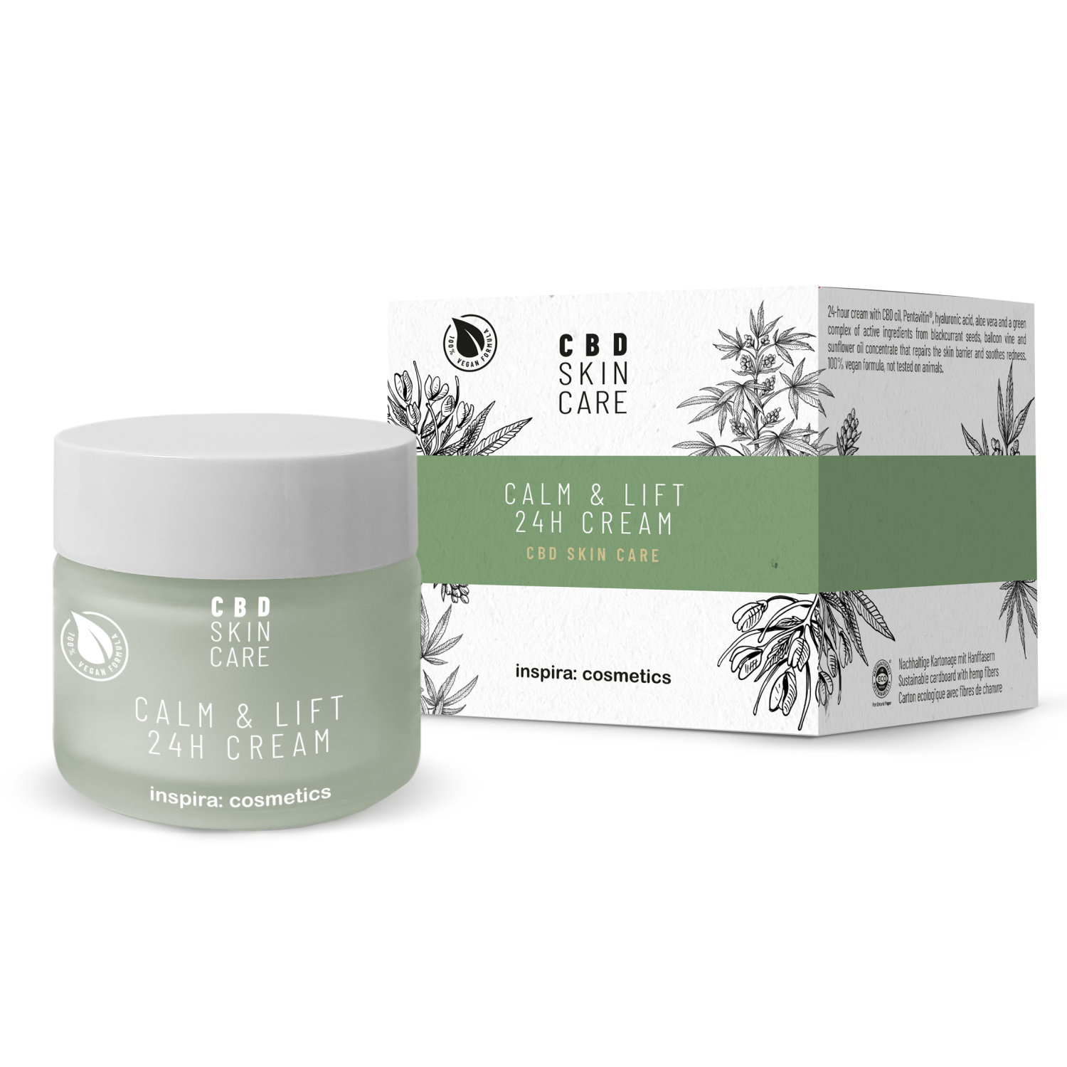 cbd skin care 24h cream Антистресс лифтинг крем 24 часового действия с маслом cbd 100 мл inspira CBD Skin Care 24H Cream Антистресс лифтинг-крем 24-часового действия с маслом CBD 100 мл INSPIRA — изображение 1