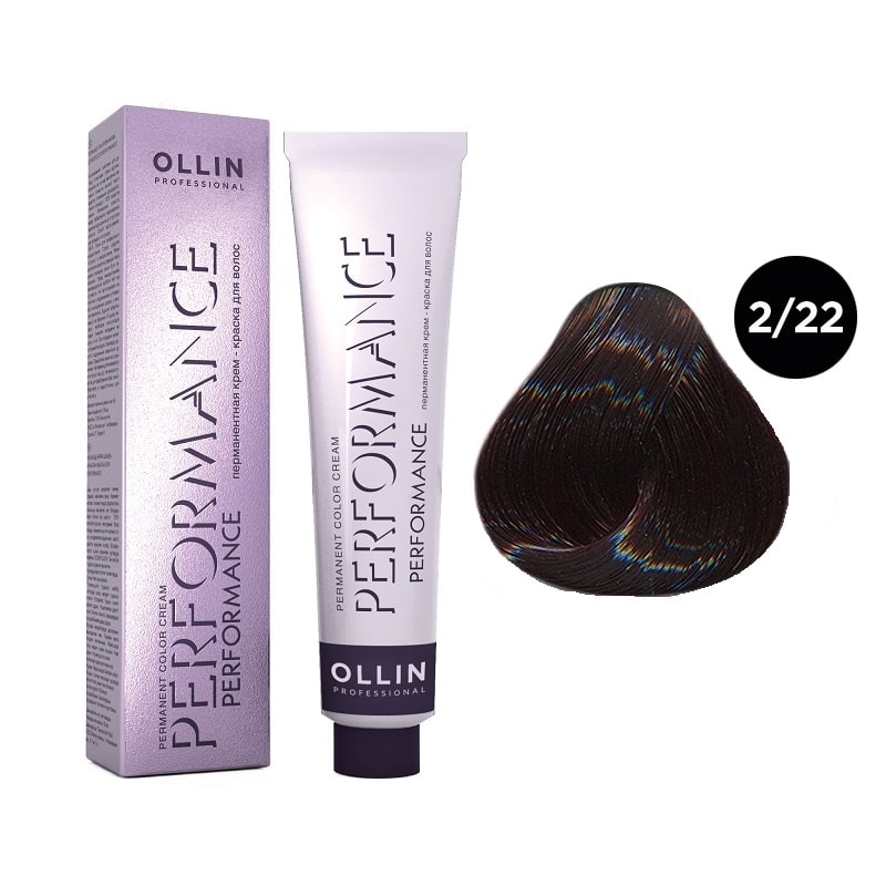 ollin performance Перманентная крем краска для волос 2/22 черный фиолетовый 60 мл OLLIN Performance Перманентная крем-краска для волос 2/22 черный фиолетовый 60 мл — изображение 1