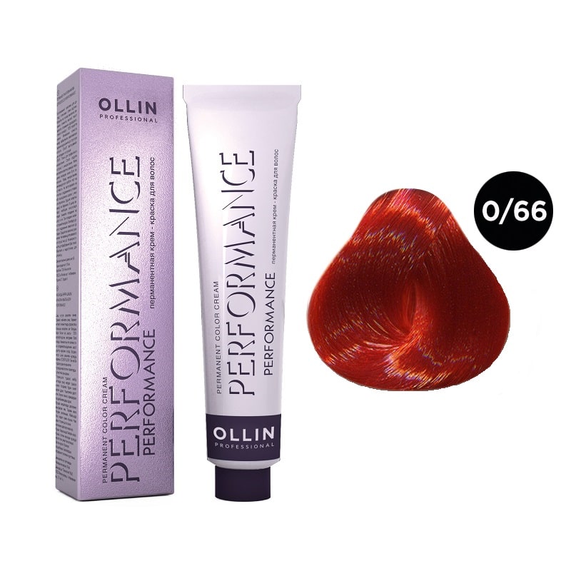 ollin performance Перманентная крем краска для волос 0/66 красный 60 мл OLLIN Performance Перманентная крем-краска для волос 0/66 красный 60 мл — изображение 1