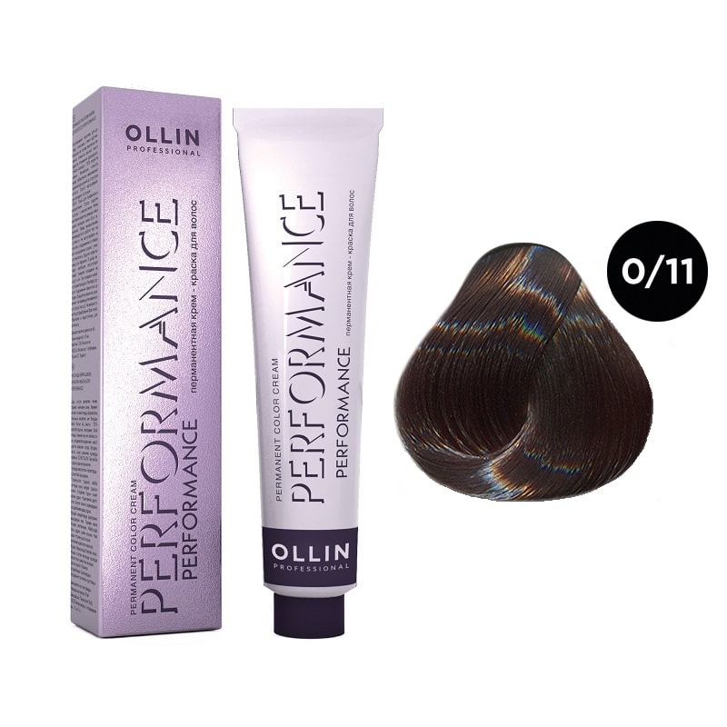 ollin performance Перманентная крем краска для волос 0/11 пепельный 60 мл OLLIN Performance Перманентная крем-краска для волос 0/11 пепельный 60 мл — изображение 1
