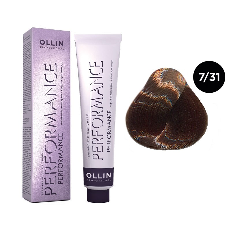ollin performance Перманентная крем краска для волос 7/31 русый золотисто пепельный 60 мл OLLIN Performance Перманентная крем-краска для волос 7/31 русый золотисто-пепельный 60 мл — изображение 1