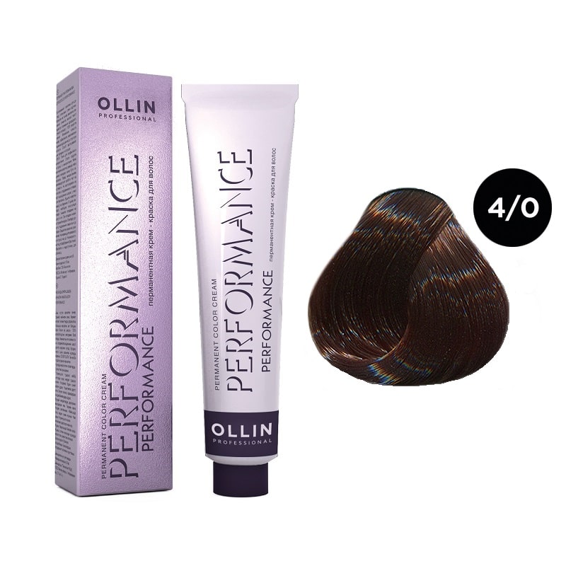 ollin performance Перманентная крем краска для волос 4/0 шатен 60 мл OLLIN Performance Перманентная крем-краска для волос 4/0 шатен 60 мл — изображение 1