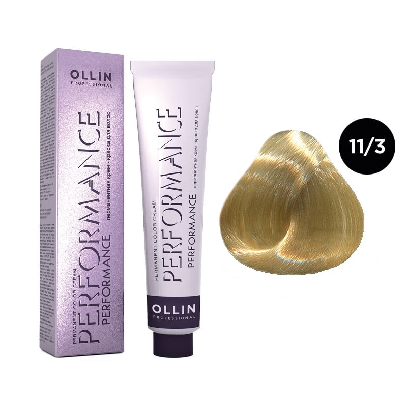 ollin performance Перманентная крем краска для волос 11/3 специальный блондин золотистый 60 мл OLLIN Performance Перманентная крем-краска для волос 11/3 специальный блондин золотистый 60 мл — изображение 1