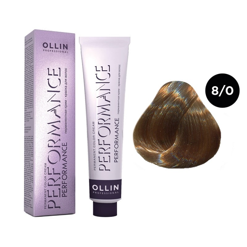 ollin performance Перманентная крем краска для волос 8/0 светло русый 60 мл OLLIN Performance Перманентная крем-краска для волос 8/0 светло-русый 60 мл — изображение 1