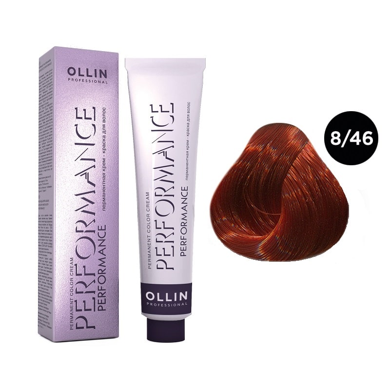 ollin performance Перманентная крем краска для волос 8/46 светло русый медно красный 60 мл OLLIN Performance Перманентная крем-краска для волос 8/46 светло-русый медно-красный 60 мл — изображение 1